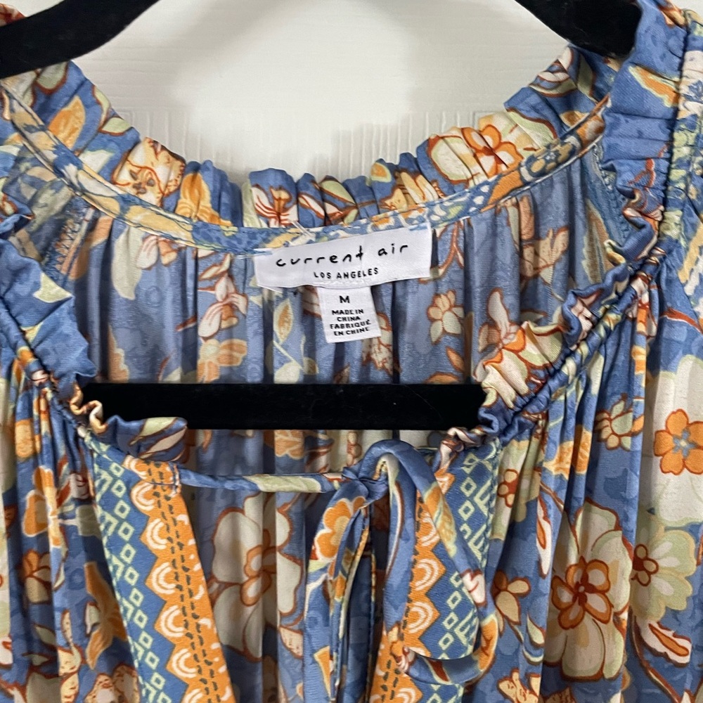 Current Air Blue Floral Long Sleeve Dress Medium - Picture 2 of 4